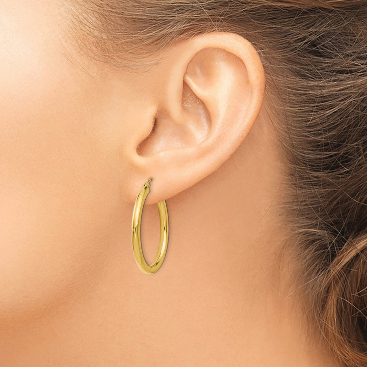 14k Yellow Gold 3mm Hoop Earrings