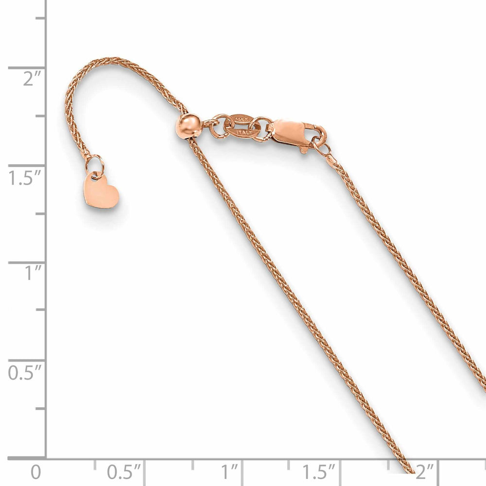 14k Rose Gold Adjustable Wheat Chain