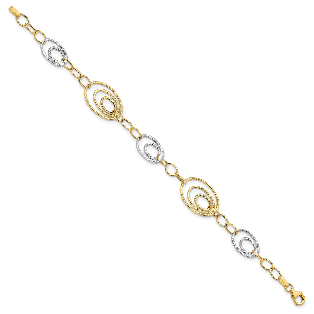 14k Two Tone Gold Fancy Link Bracelet