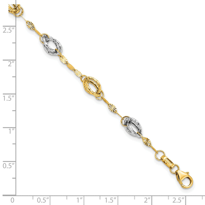 14k Two Tone Gold Fancy Link Bracelet