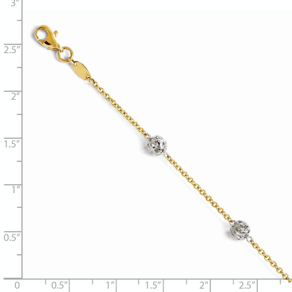 14k Yellow Gold and Rhodium Two tone Anklet