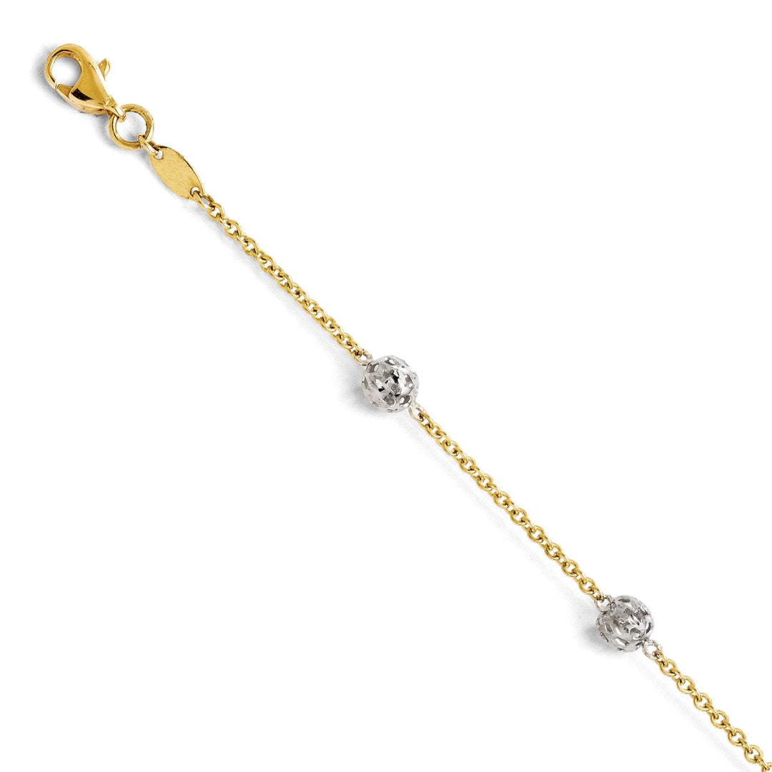 14k Yellow Gold and Rhodium Two tone Anklet