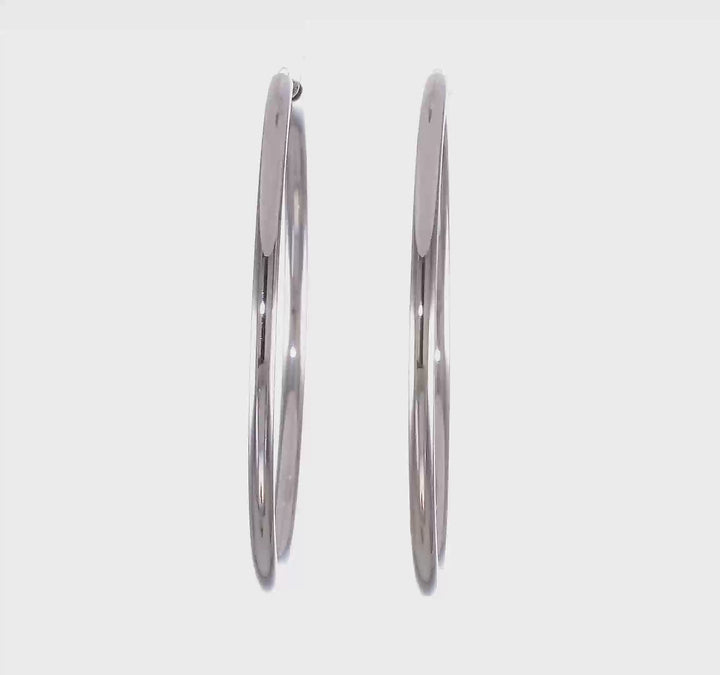 Silver Hollow Endless Tube Hoop Earrings 3mmx60mm