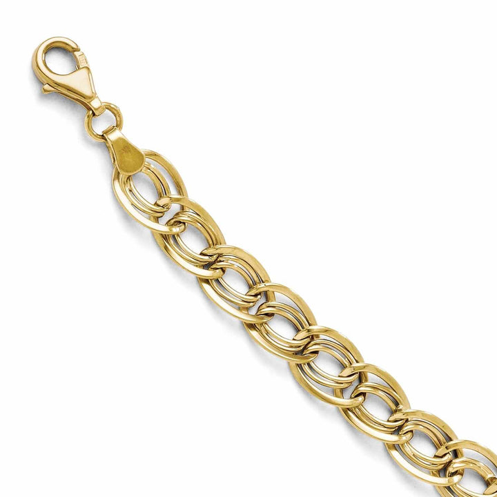 10k Yellow Gold Triple Link Flat Curb Bracelet
