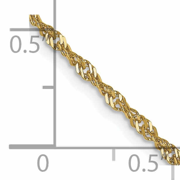 10k Yellow Gold 1.7 mm Sparkle Singapore Chain