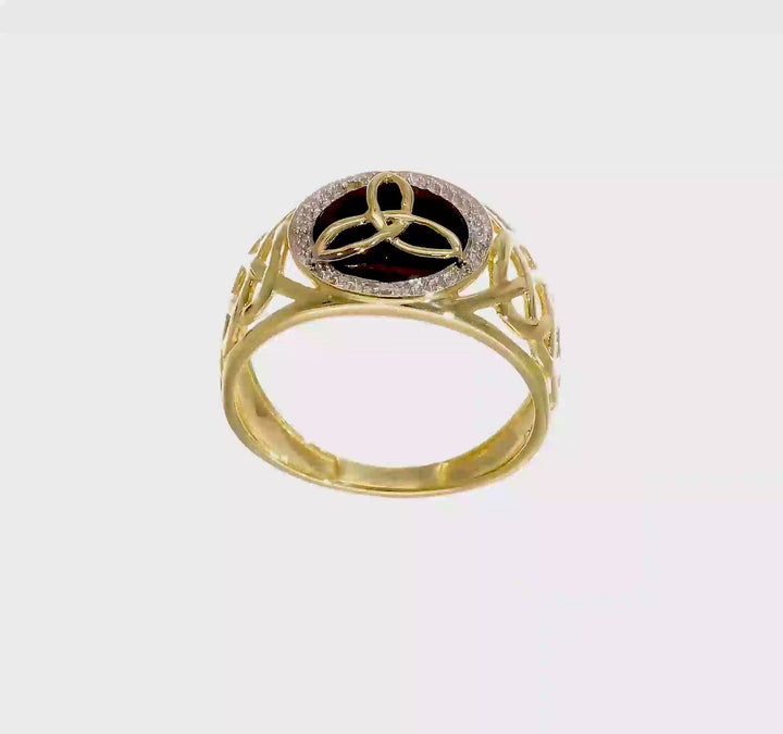 Mens Celtic 14kt gold onyx diamond ring