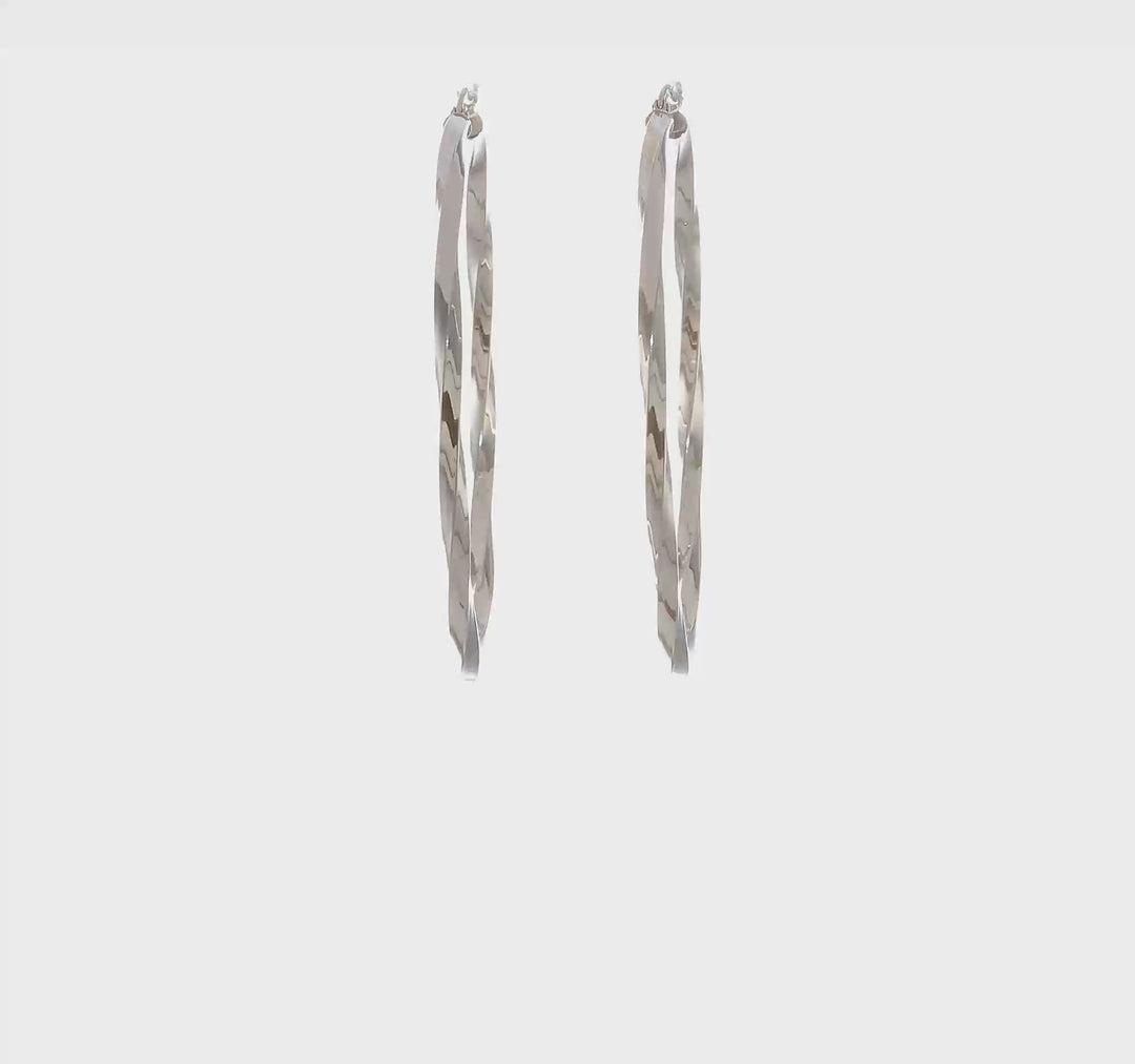 Sterling Silver 3MM Polished Twisted Hoop Earrings
