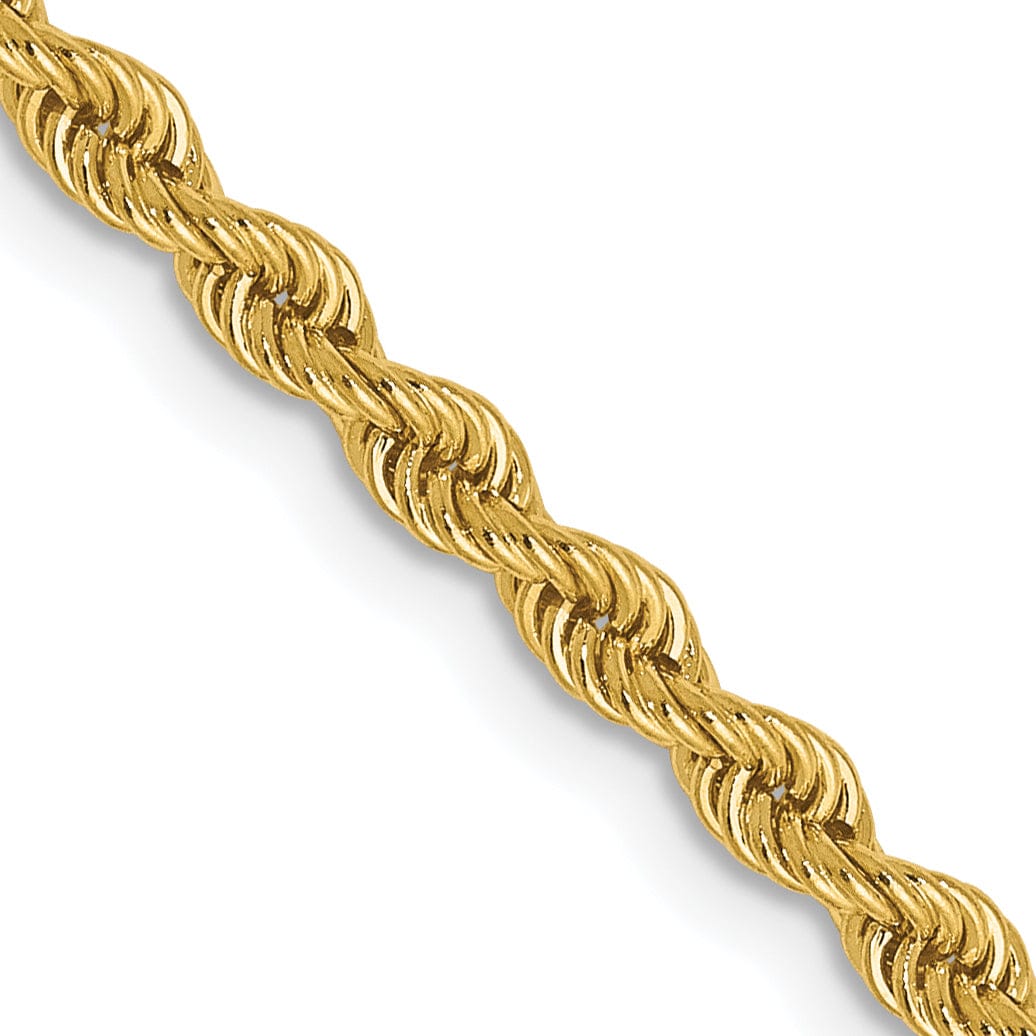 14k Yellow Gold 2.5mm Solid Rope Chain