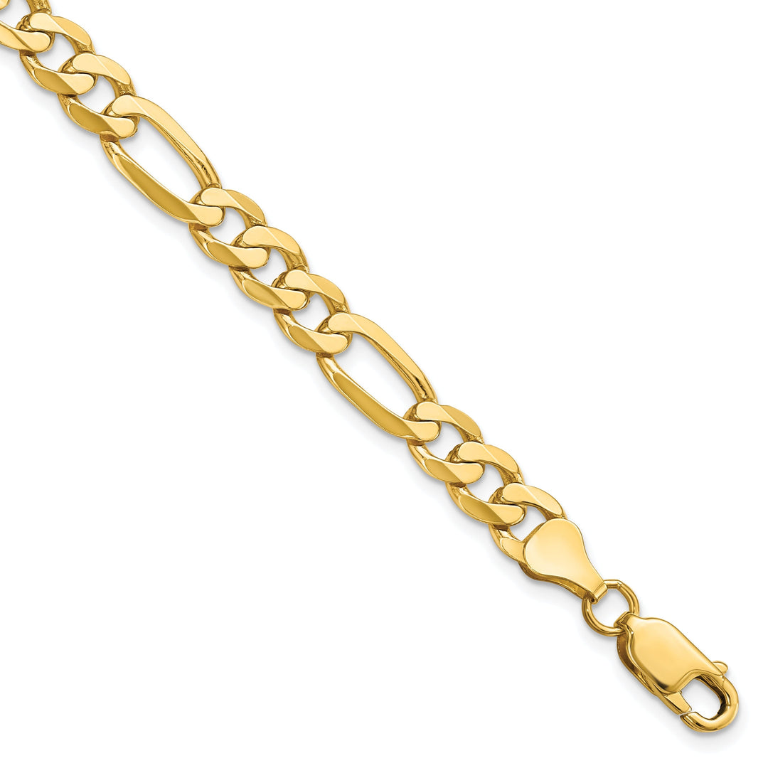 Leslie 14k Yellow Gold 7.0mm Flat Figaro Bracelet