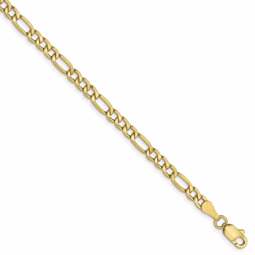 10k Yellow Gold 3.5mm Semi-Solid Figaro Chain