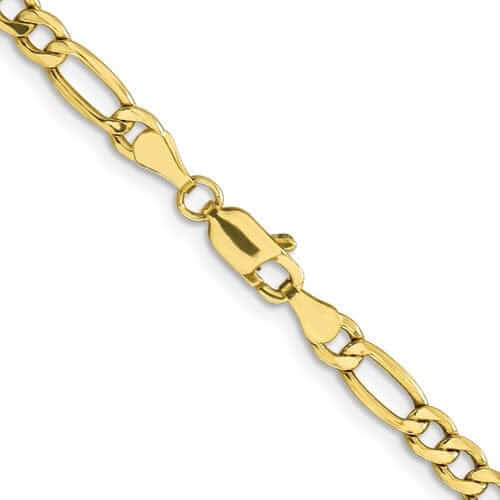 10k Yellow Gold 4.75mm Semi-Solid Figaro Chain