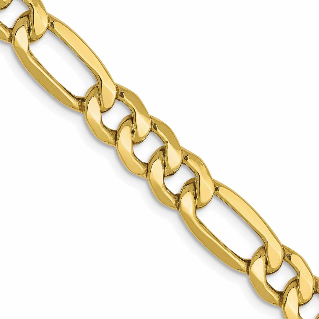 10k Yellow Gold 6.6mm Semi-Solid Figaro Chain