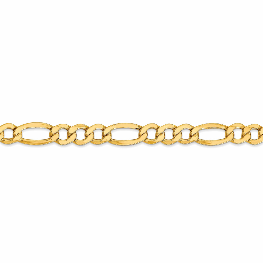 10k Yellow Gold 7.3mm Semi-Solid Figaro Chain