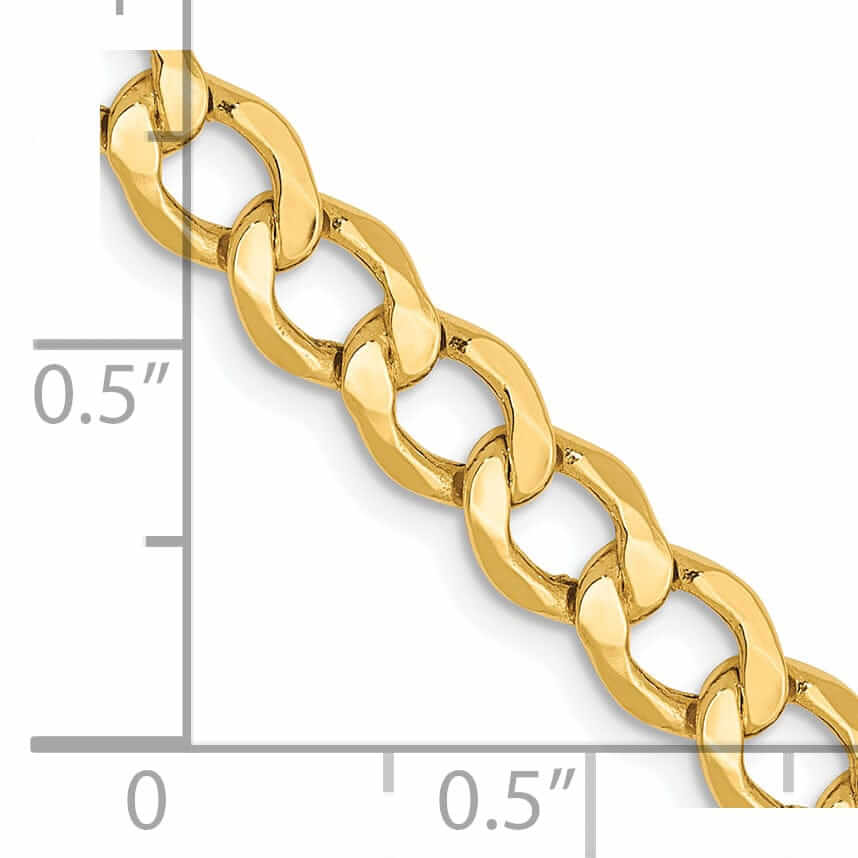 10k Yellow Gold 5.25m SemiSolid Curb Link Chain