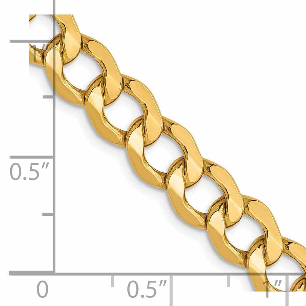 10k Yellow Gold 6.5m Semi-Solid Curb Link Chain