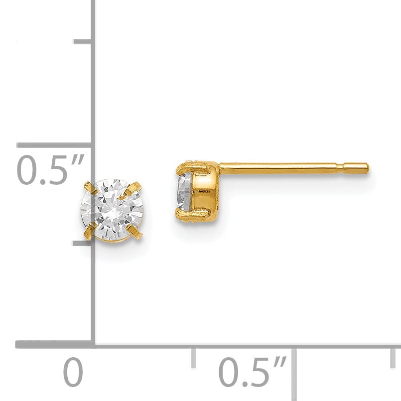 14k Yellow Gold C.Z Stud 4.0mm Earrings