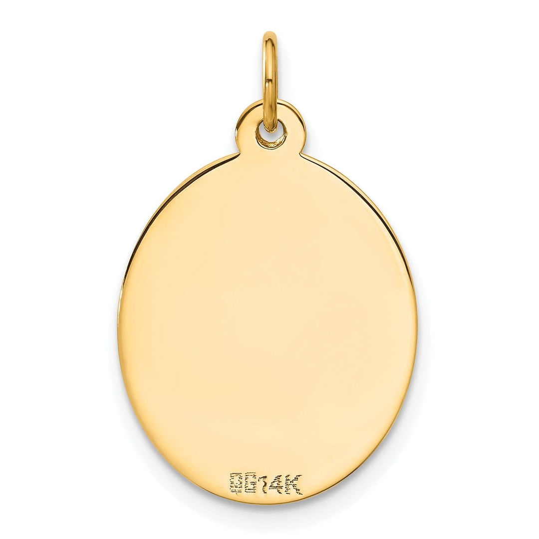 14K Yellow Gold Polished Finish Flat Back Engraveable Disc and Key Charm Pendant