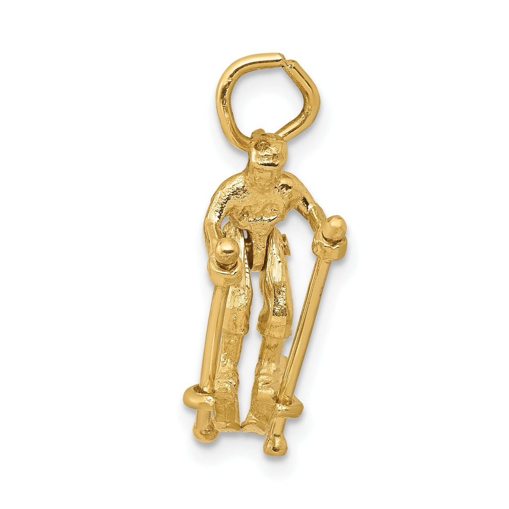 14k Yellow Gold Moveable Snow Skier Pendant