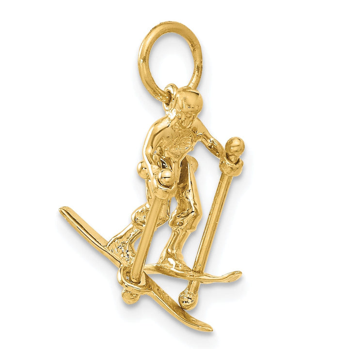 14k Yellow Gold Moveable Snow Skier Pendant