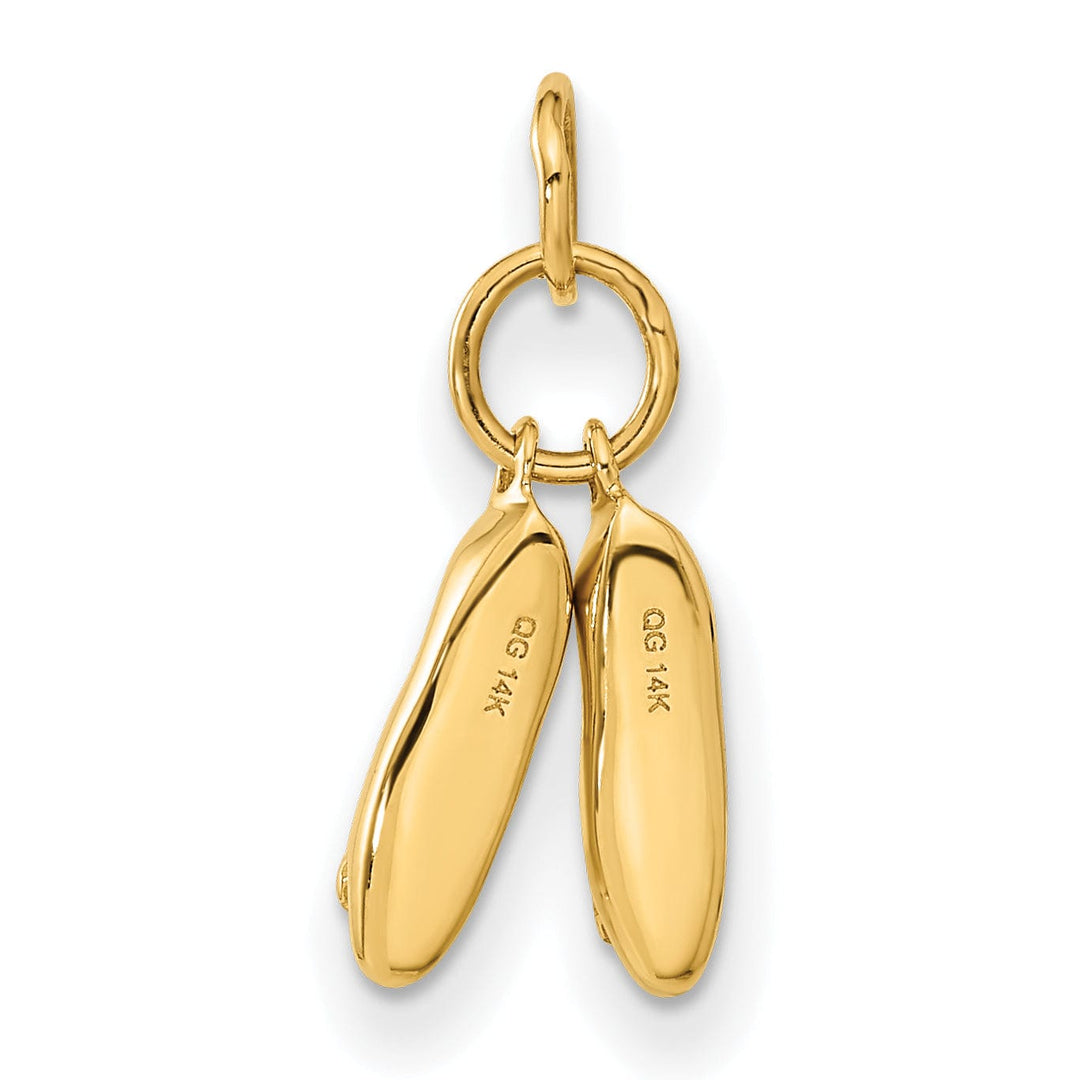 Solid 14k Yellow Gold Ballet Slippers Pendant
