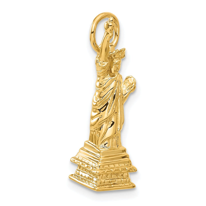 14k Yellow Gold Polished Textured Finish 3-Dimensional Statue Of Liberty Charm Pendant