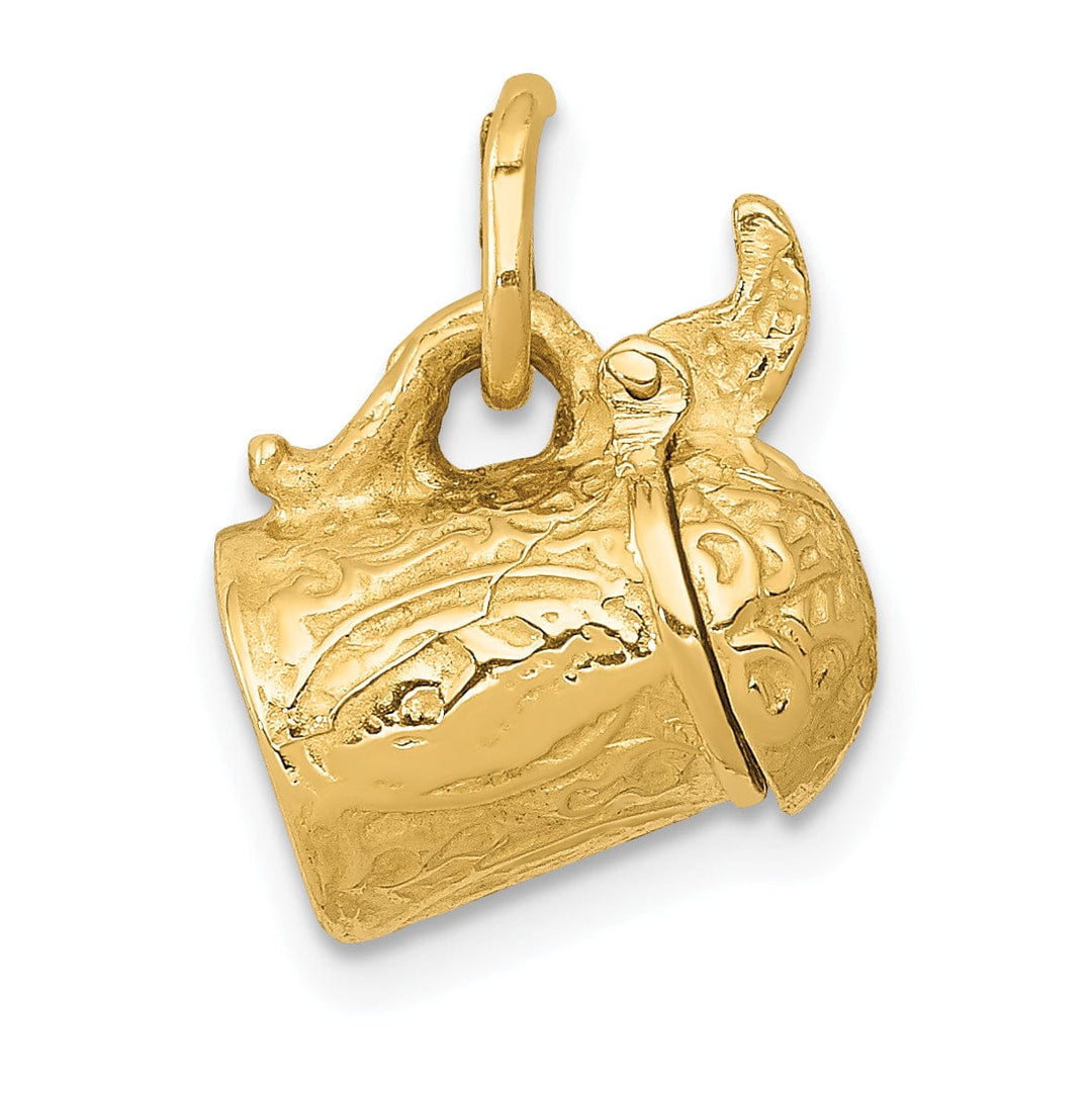 Solid 14k Yellow Gold 3-D Beer Stein Pendant