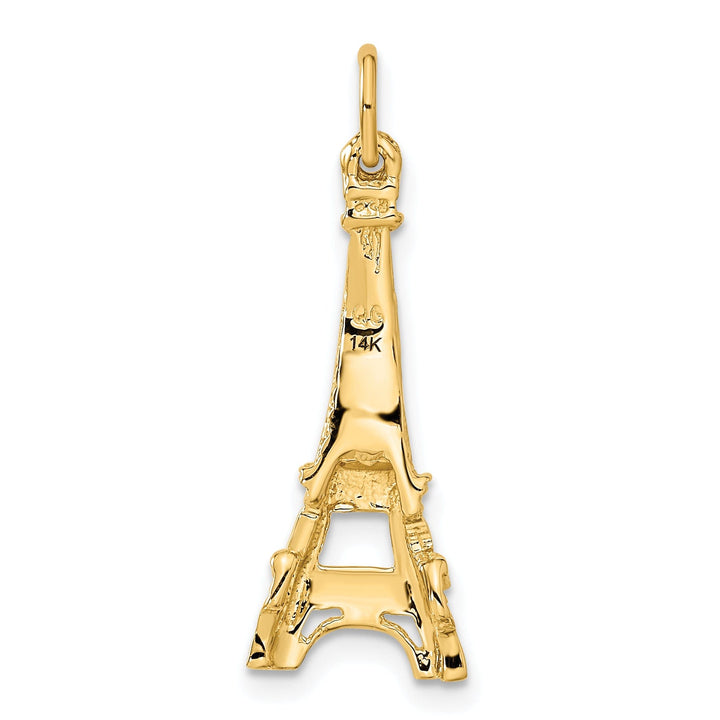 14k Yellow Gold Polished Texture Finish Eiffel Tower Charm Pendant