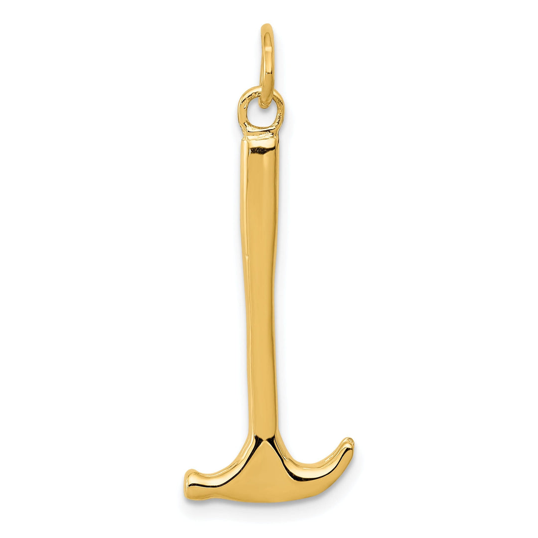 Solid 14k Yellow Gold Polished Hammer Pendant