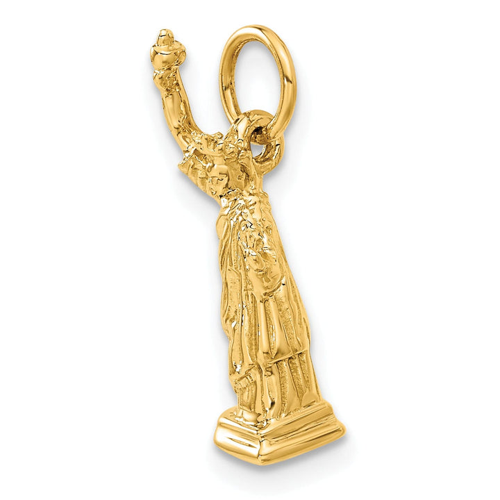 14k Yellow Gold Polished Texture Finish 3-Dimensional Statue Of Liberty Charm Pendant