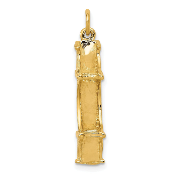 14k Yellow Gold Polished Textured Finish Solid 3-Dimensional Golden Gate Bridge Charm Pendant