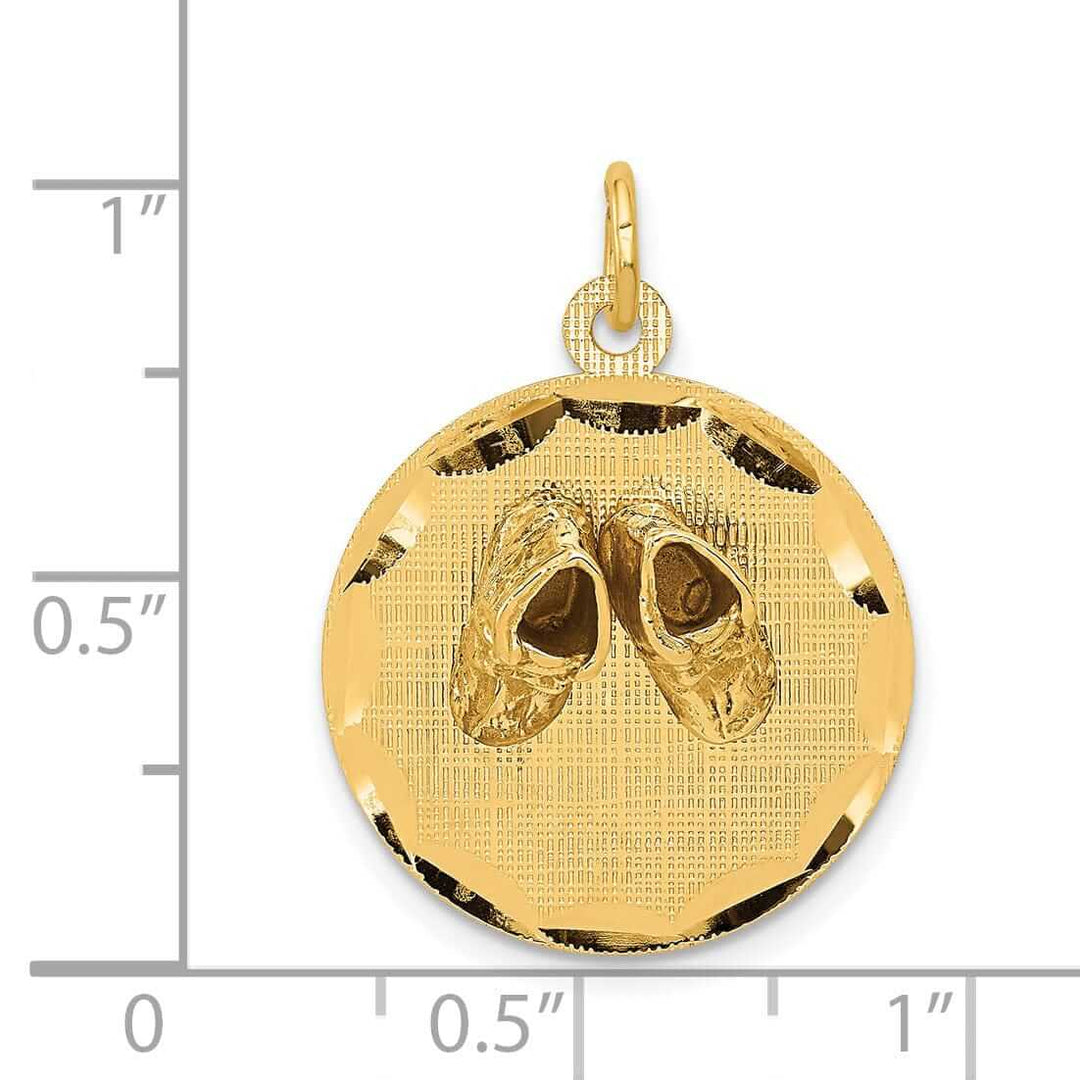 14 Yellow Gold Small Baby Shoes on Disc Pendant.