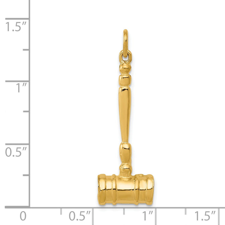 14k Yellow Gold 3-Dimensional Gavel Pendant