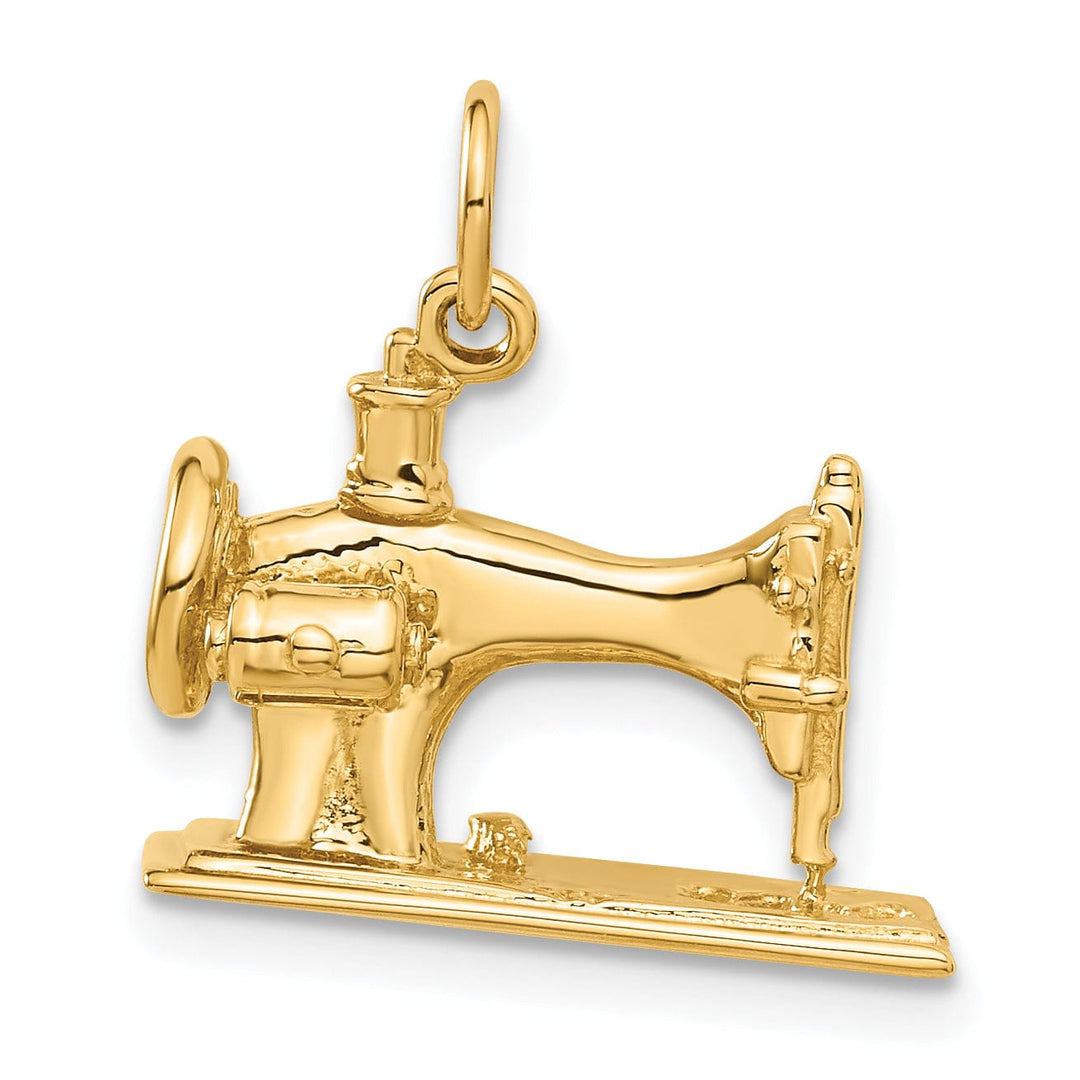 14k Yellow Gold 3D Sewing Machine Charm Pendant