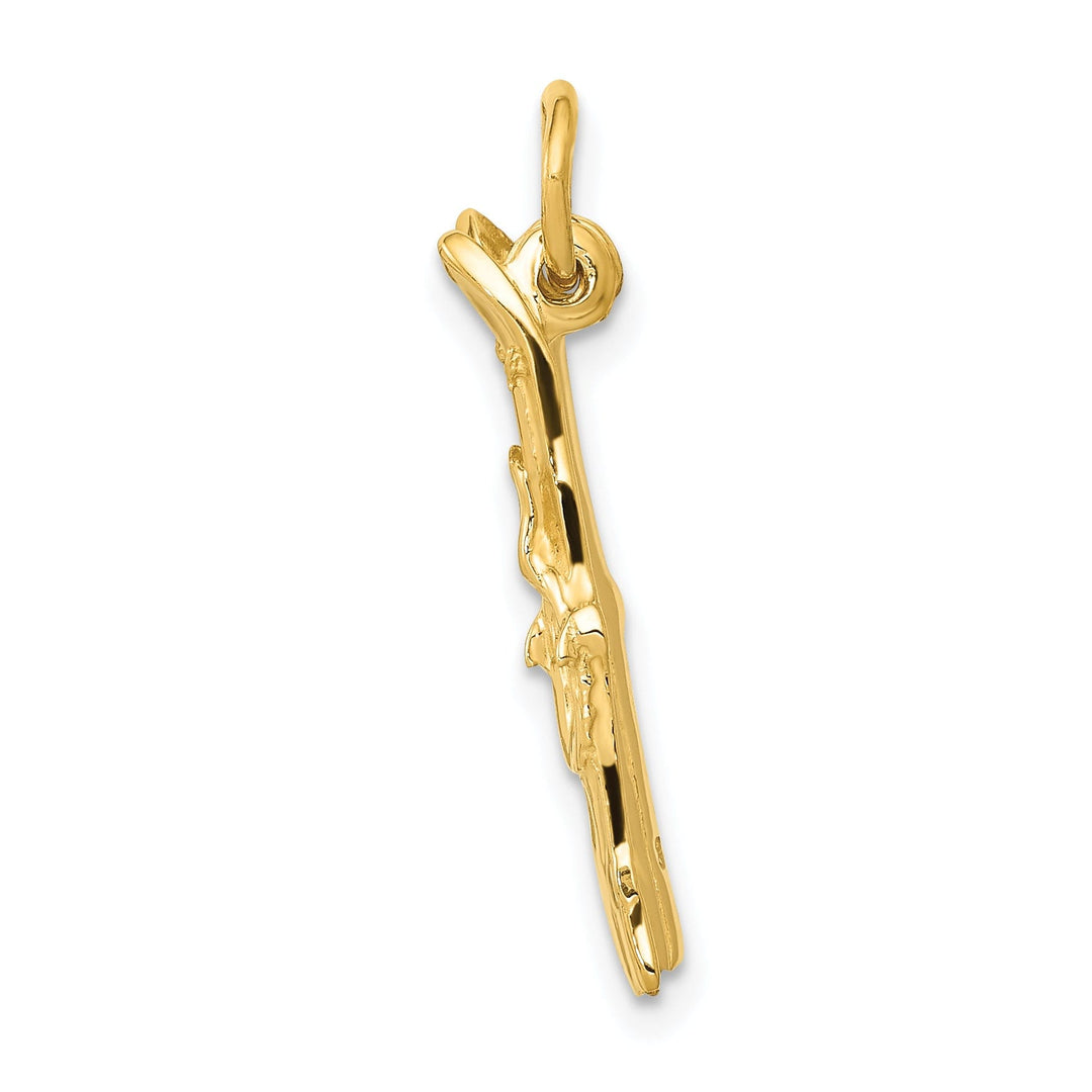 14k Yellow Gold Polished Pair of Skis Pendant