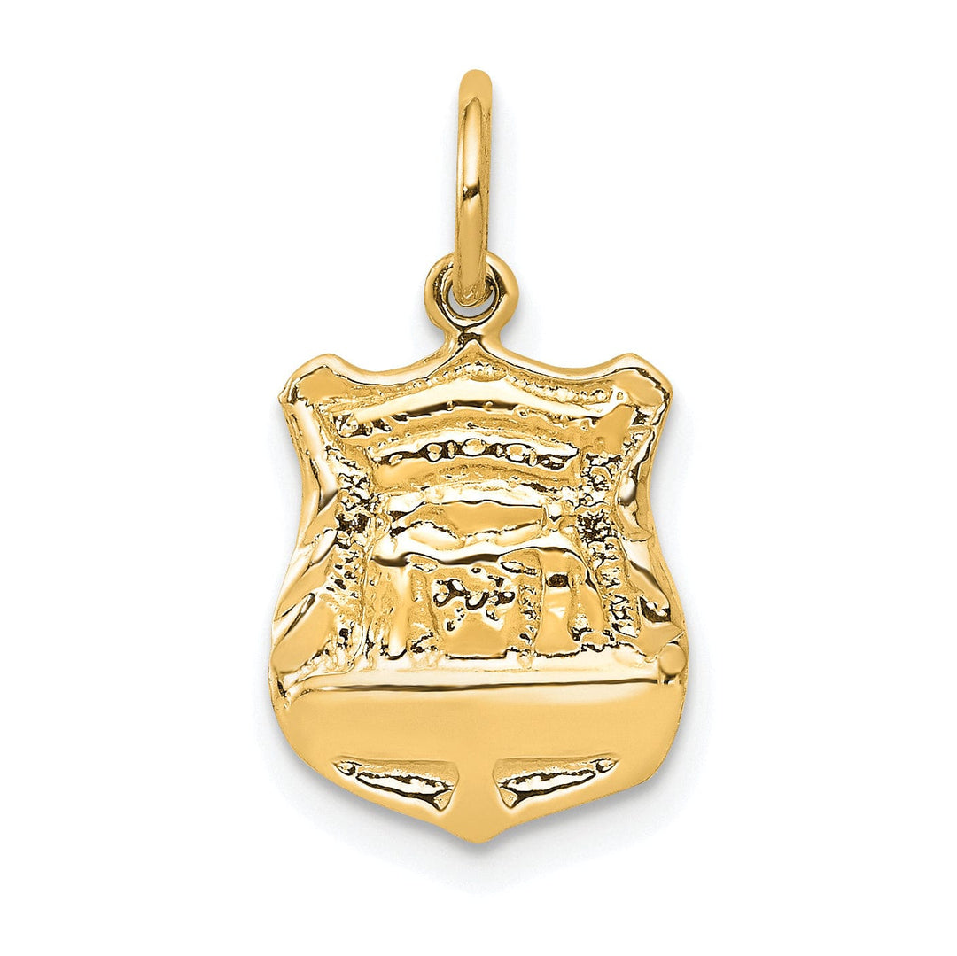 14k Yellow Gold Polished Police Badge Pendant