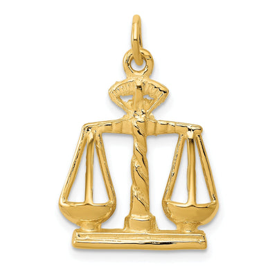 Solid 14k Yellow Gold Scales Of Justice Pendant