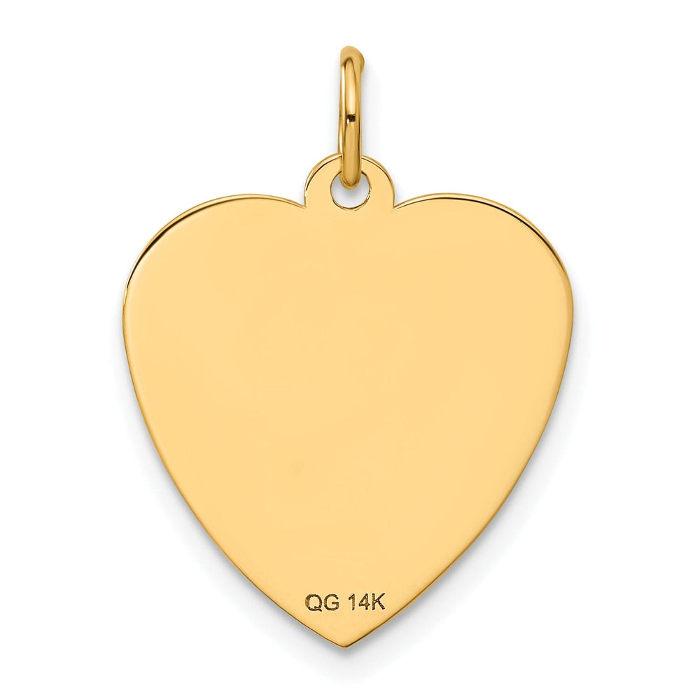 14k Yellow Gold Flat Back Solid Polished Brushed Finish Laser Engraved HAPPY BIRTHDAY Heart Disc Shape Design Charm Pendant