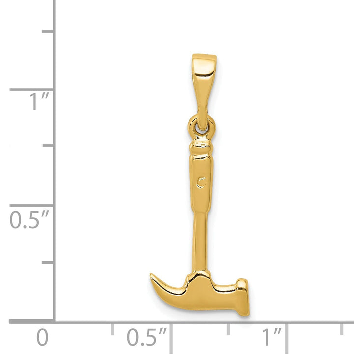 Solid 14k Yellow Gold 3-D Hammer Charm Pendant