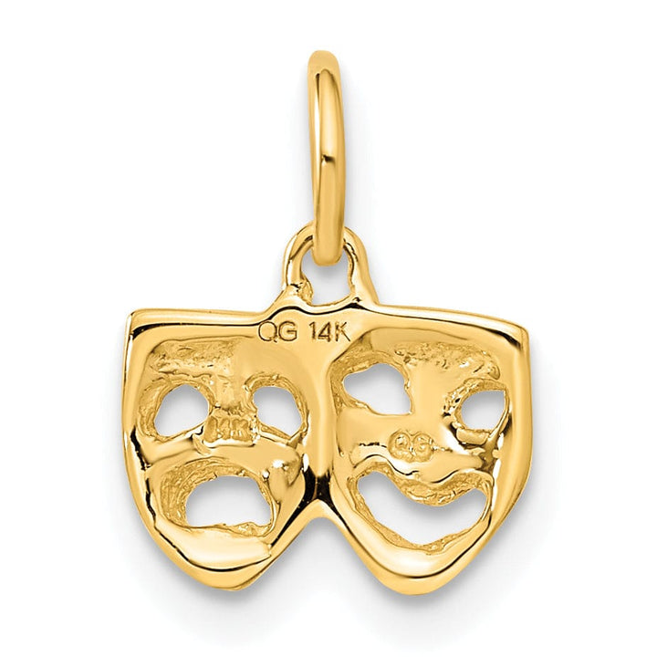 14k Yellow Gold Comedy Tragedy Face Pendant