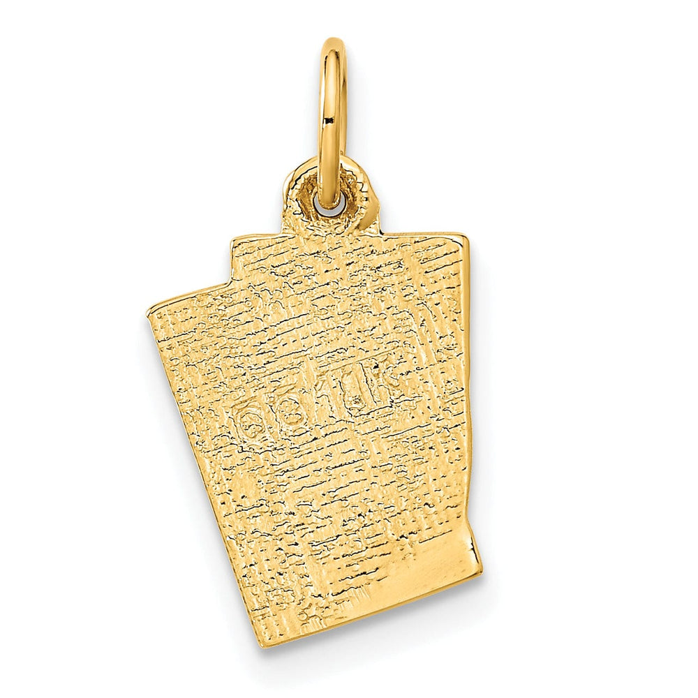 14k Yellow Gold Textured Polished Finish Black Enameled Blackjack Spades Playing Cards Charm Pendant