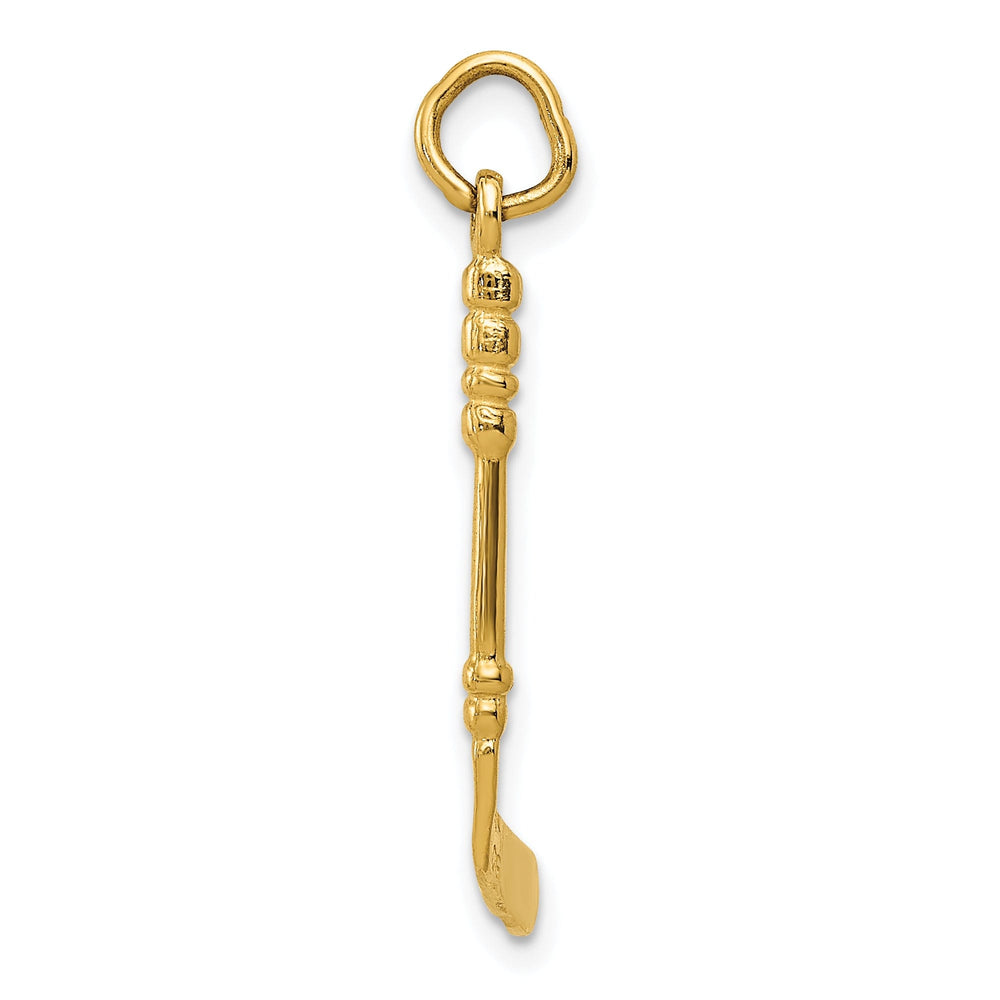 14k Yellow Gold Hockey Stick with Puck Pendant