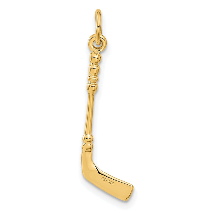 14k Yellow Gold Hockey Stick with Puck Pendant