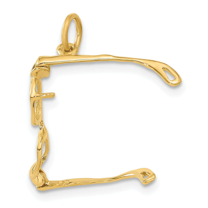 Solid 14k Yellow Gold 3-D Glasses Charm Pendant