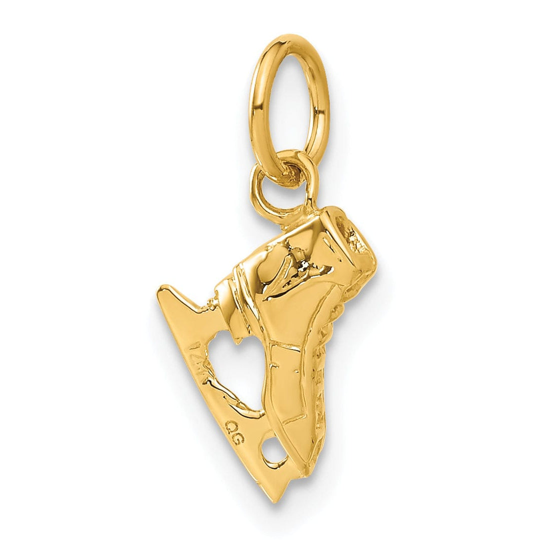 Solid 14k Yellow Gold Ice Skate Charm Pendant