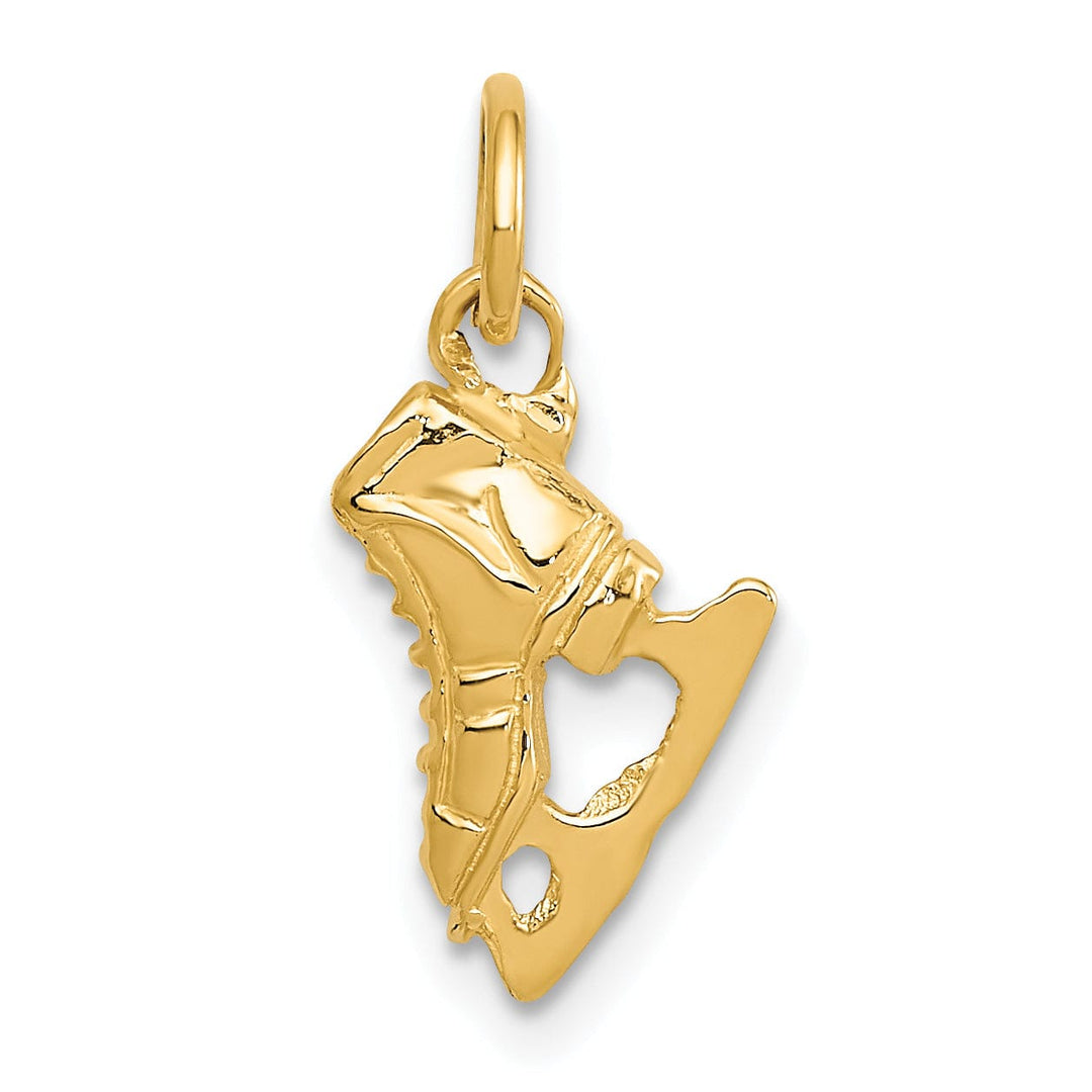 Solid 14k Yellow Gold Ice Skate Charm Pendant