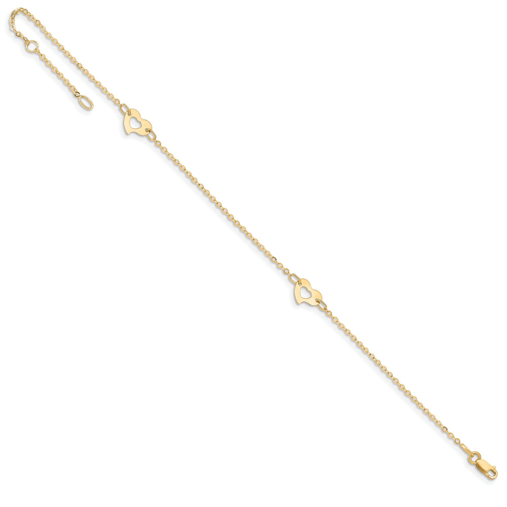 14k Yellow Gold Polished Heart Anklet