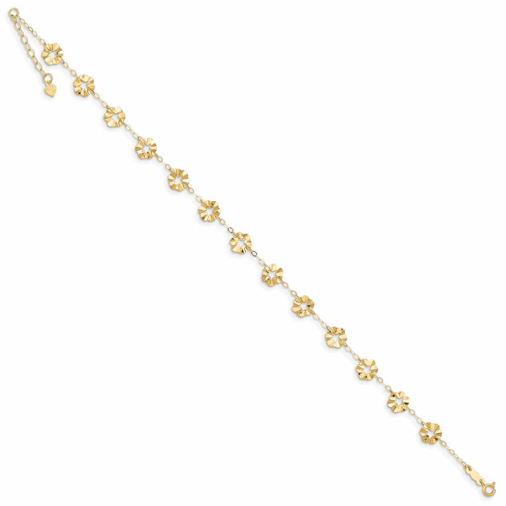 14k Gold Adjustable Flower Anklet Bracelet