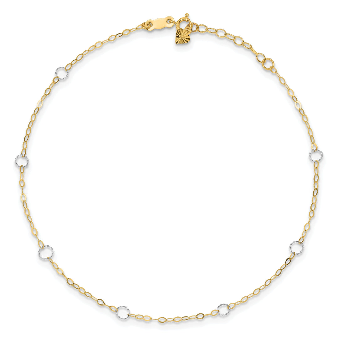 14k Two-tone Gold Adjustable Circle Anklet
