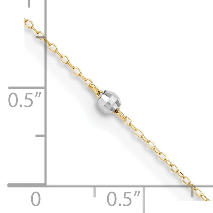 14k Two-tone Gold Mirror Bead Anklet