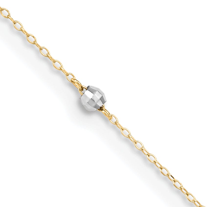 14k Two-tone Gold Mirror Bead Anklet